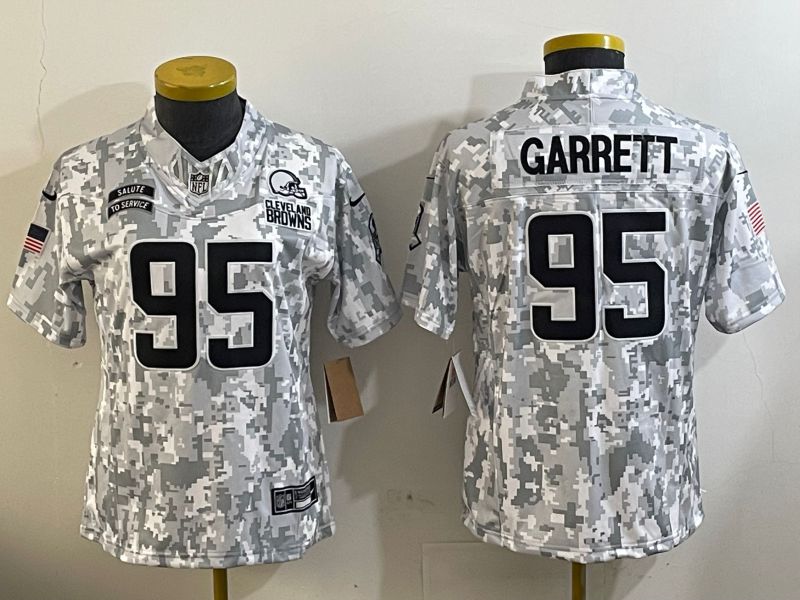 Youth Cleveland Browns #95 Garrett Nike Arctic Camo 2024 Salute to Service Limited NFL Jersey->youth nfl jersey->Youth Jersey